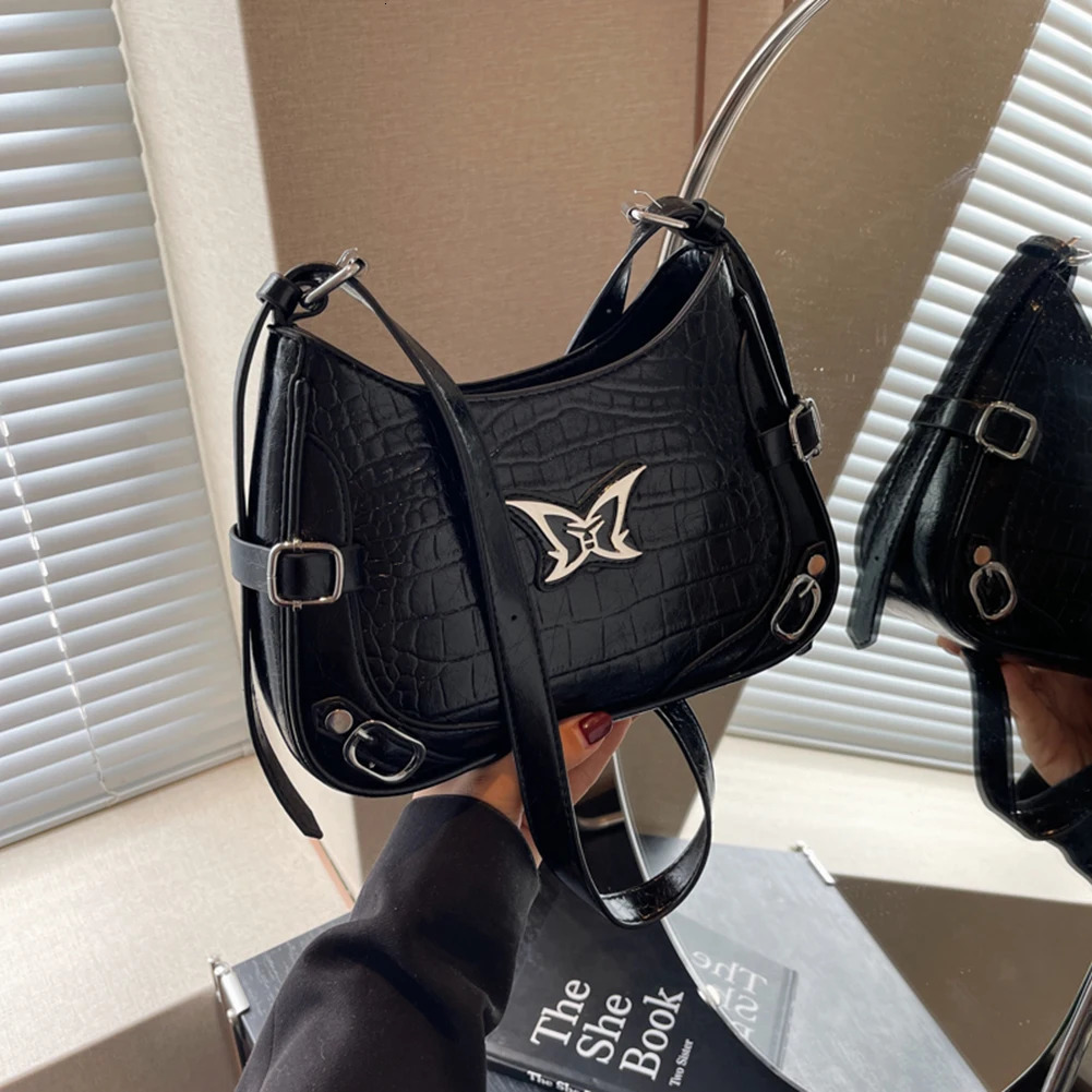 Y2k Womens Shoulder Bag Butterfly Cross Bag Retro Fashion Red Handbag Wallet PU Leather Messenger Harajuku Womens Handbag 241213