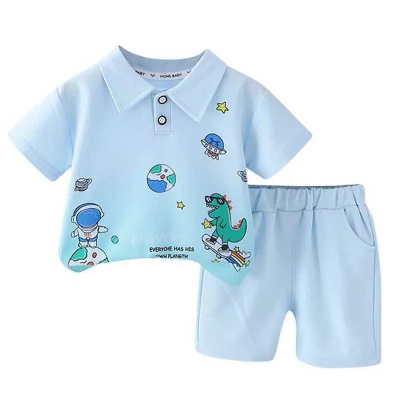 Clothing Sets Children Cotton Kids Boys Girl Clothes Summer Cartoon Printe T-shirt Shorts 2Pcs/Set Infant Baby Toddler Tracksuits 0-5 Years H241214