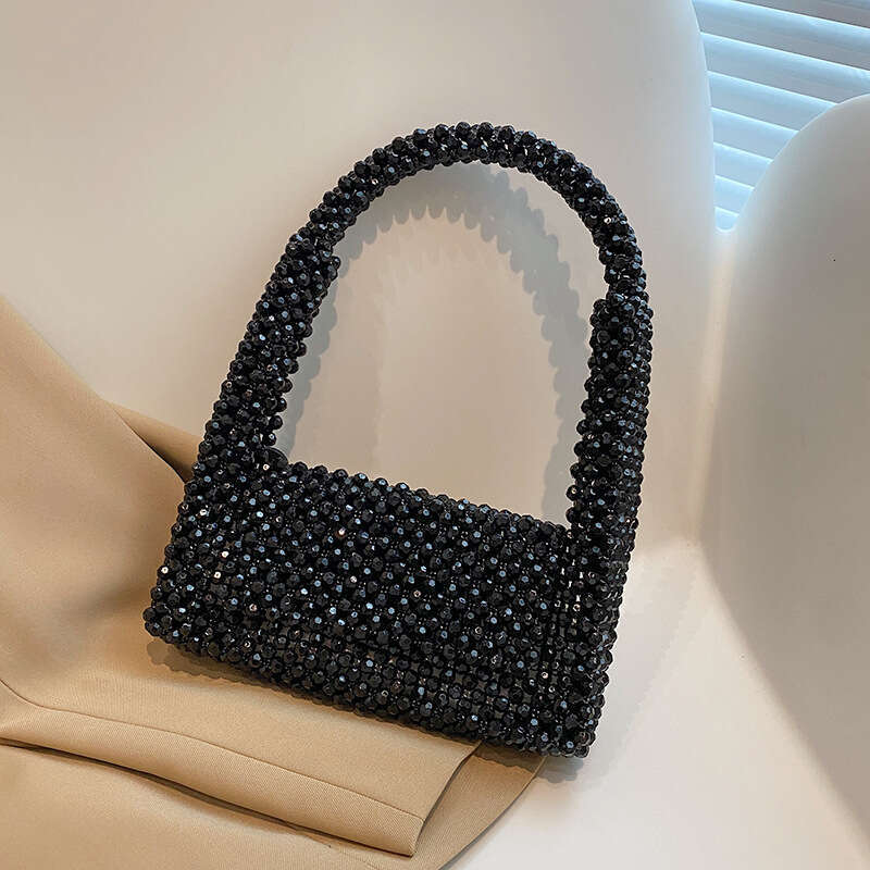 Internet celebrity handmade woven punk style bead studded single shoulder underarm hand-held socialite dinner bag, 2024 new style, chic and elegant cl