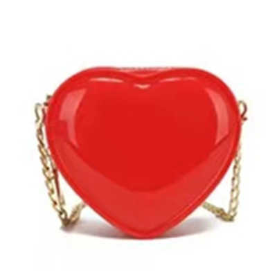 Trendy Fashion Mini Peach Heart Love Jelly Bag for Women Personalized Solid Color Chain Cute Mini Single Shoulder Crossbody Bag