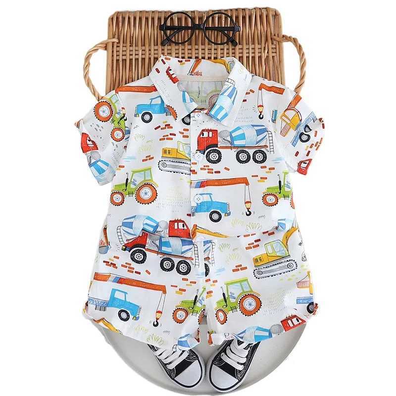 Clothing Sets Children Clothes Suit Summer Kids Boys Girl Causal Full Printe Cars Shirt Shorts 2Pcs/Set Kids Toddler Clothing Infant 0-5 Years H241214
