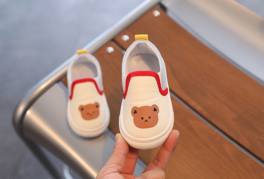 Rabbit Bear Pattern Kids Canvas Shoes Cartoon Soft Sole Sneakers Happysteps For Baby Girls Boys Non Slip Toddler children Casual Shoes Sizes 20-31