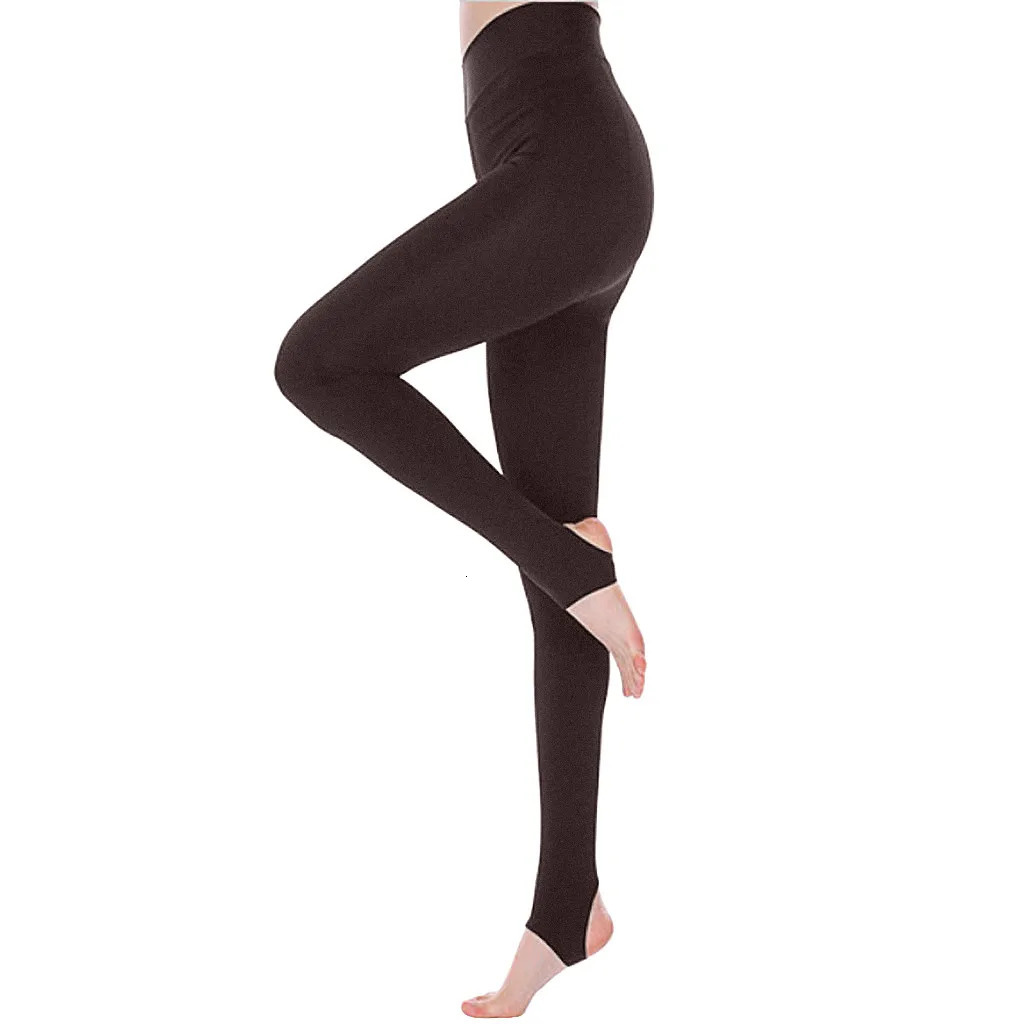 Womens Solid Color Stretch Leggings Fashion Warm Foot Step One High Waist Belly Lift Hip Tight Comfortable Pants 241203