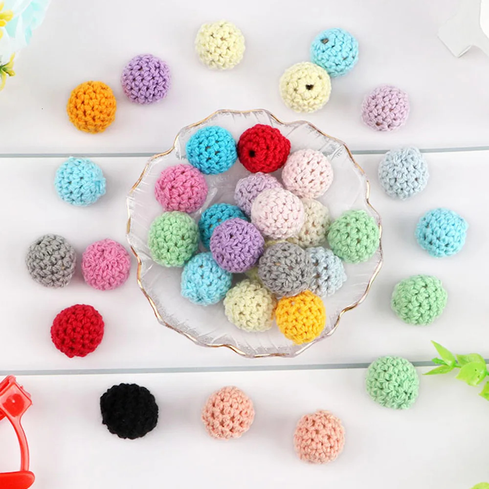 Kovict 1020 pcsbatch crochet round wooden beads mixed handmade 1620mm chewable DIY care jewelry organic bracelet 241212