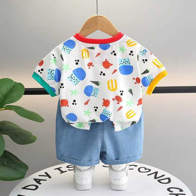 Clothing Sets Summer Children Kids Boys Girls Printe Clothes T-shirt Shorts 2pcs/Set Child Toddler Fashion Clothing Kids Tracksuit 0-5 Years H241214