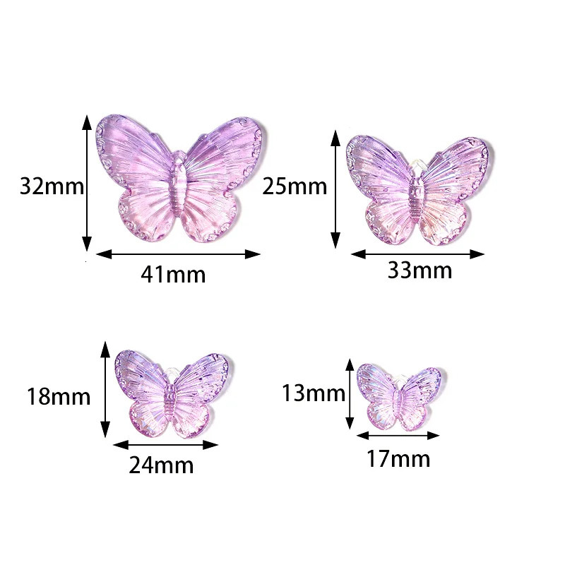 1040 pieces of acrylic butterfly beads decorated with colorful transparent loose spacing used for DIY making bracelets necklaces accessories 241212