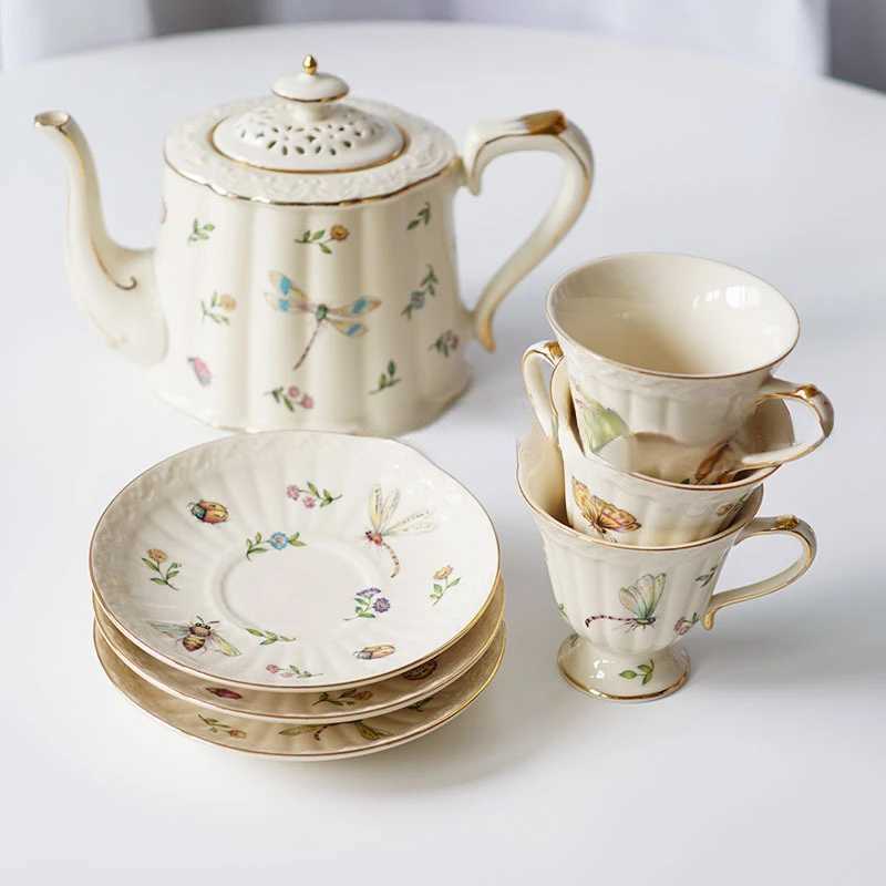 British European French ceramic coffee cup and cutlery set afternoon tea pot dessert tea pot coffee cup kitchen beverage Y241214