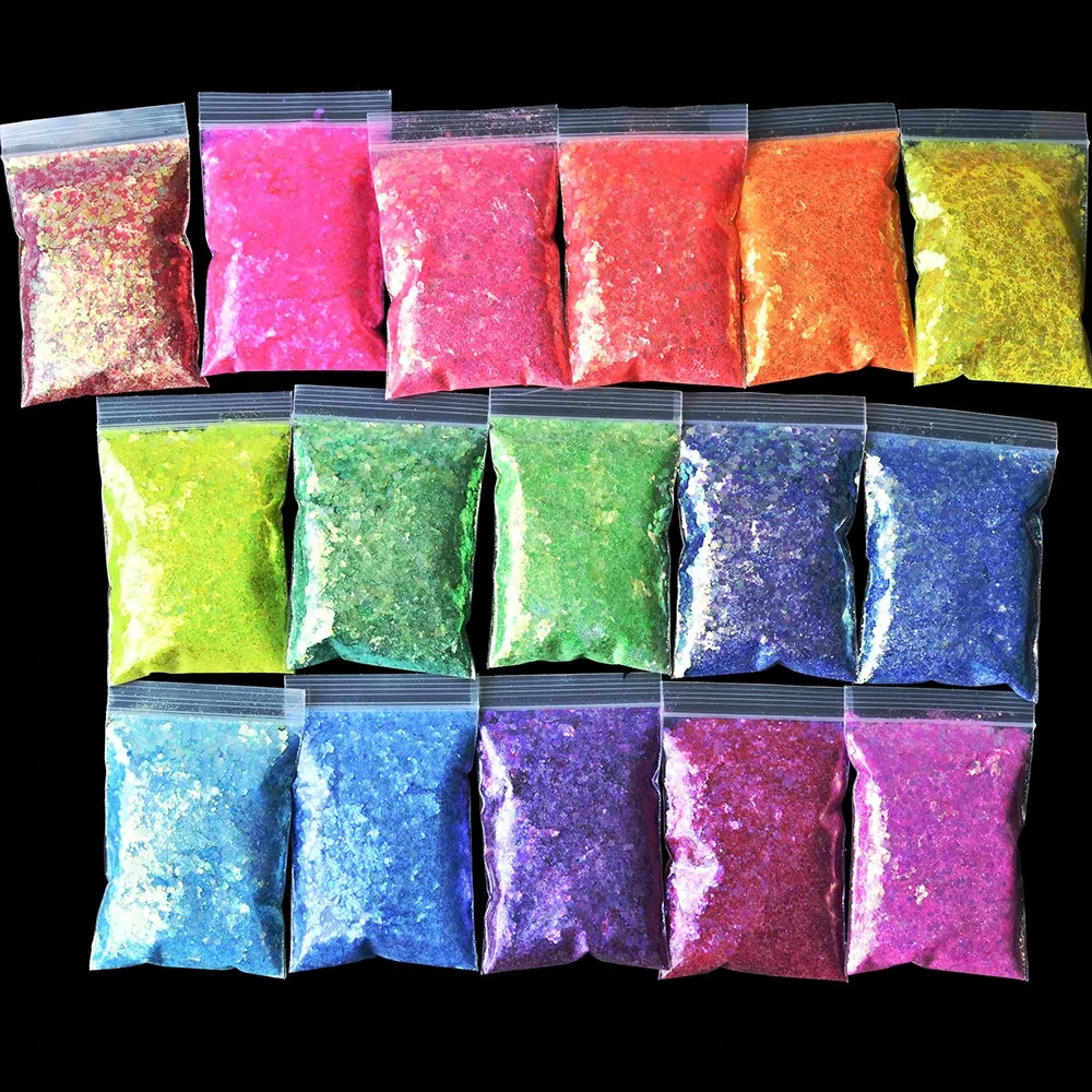 50g Christmas holographic iris nail glitter mixed size hexagonal ultrathin bodyeyeface 241213