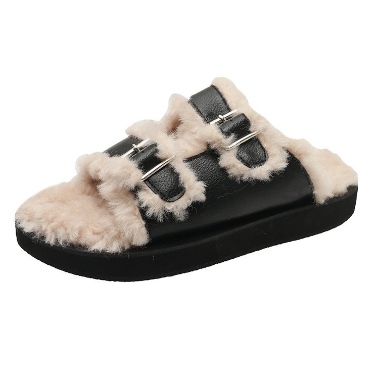 2025 Free Shipping Warm Thicken Wool Slippers Women Winter Fur Flat Shoes Woman Thick Slides white Classics Sandals