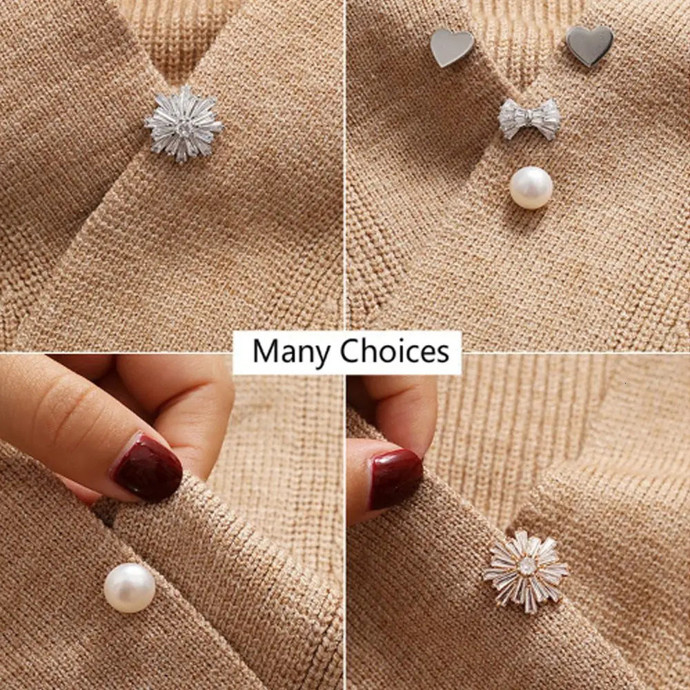 Golden Charm Accessories Pearl Style Decorative Brooch Open Collar Pin Anti Expre Necklace Buckle Heart shaped 241210