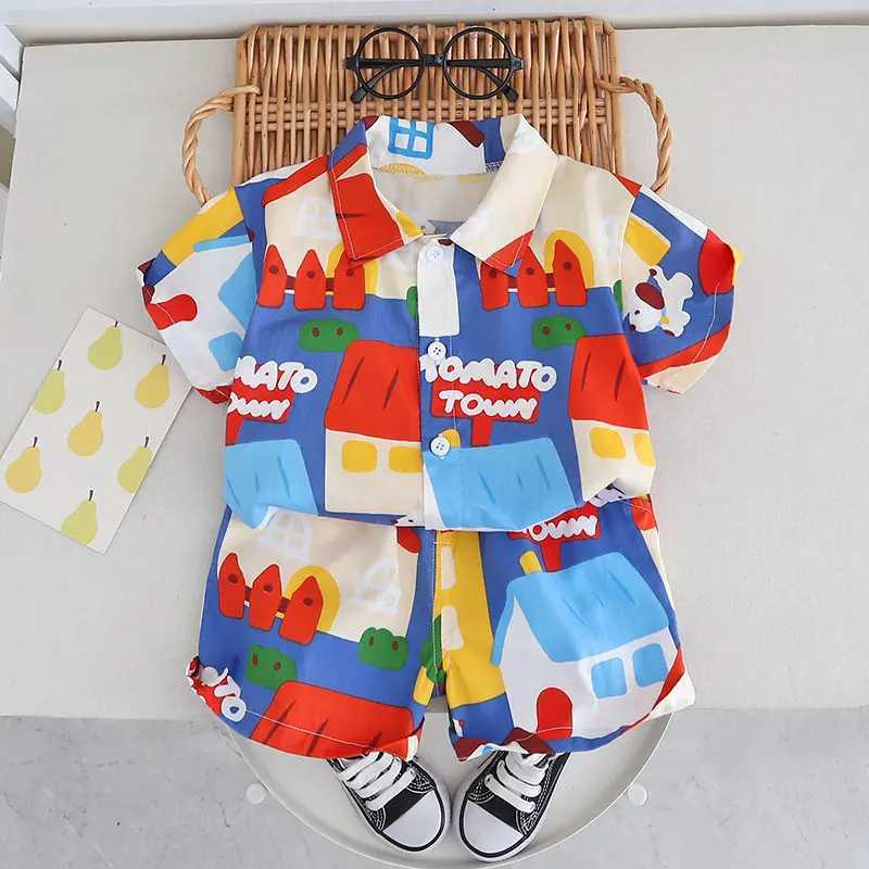 Clothing Sets Summer Children Baby Boys Girls Colorful Printe Shirt Shorts 2pcs/Set Child Toddler Fashion Clothing Kids Tracksuit 0-5 Years H241214
