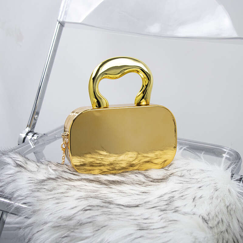 Trendy acrylic box women's fashionable shiny surface hand-held small square temperament dinner party single shoulder crossbody bag, 2024 new styl
