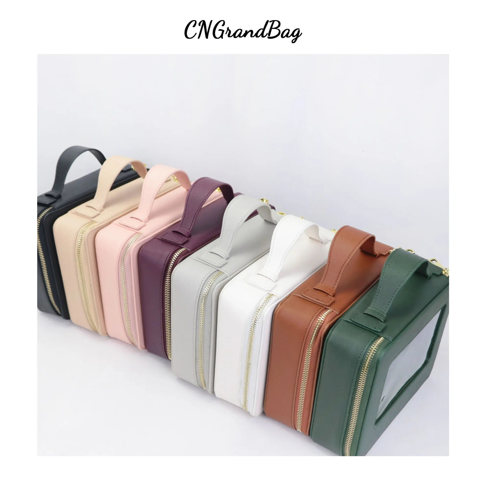Customized leather travel makeup bag set colorful classic Saffiano portable travel transparent PVC makeup bag TPU face wash bag 241212