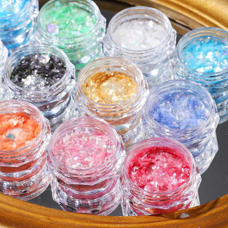 1Pc ultrathin nail art glitter powder Aurora opal decoration 12 color handmade 241213