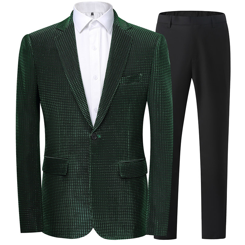 K780 Men's Slim Fit Plaid Suit - Business Casual Wedding Attire for Handsome Appearance