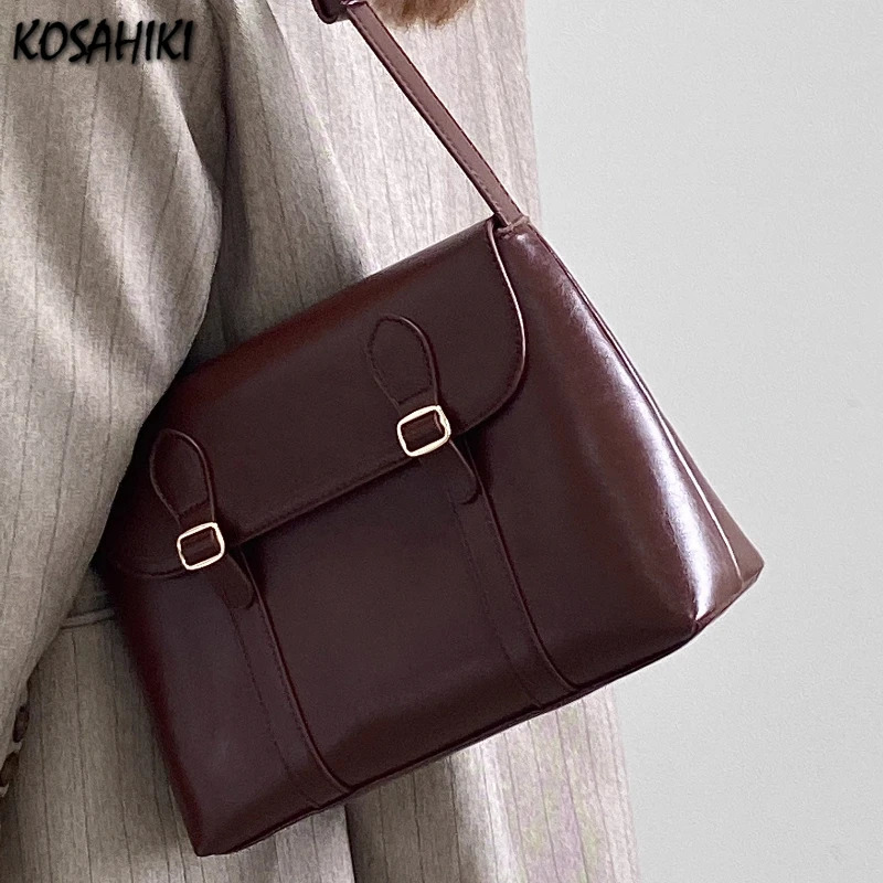 Vintage Solid Trendy Prefabricated Womens Handbag Full Match Punk Shoulder Cross Bag Y2k Street Clothing Messenger Bag 241213