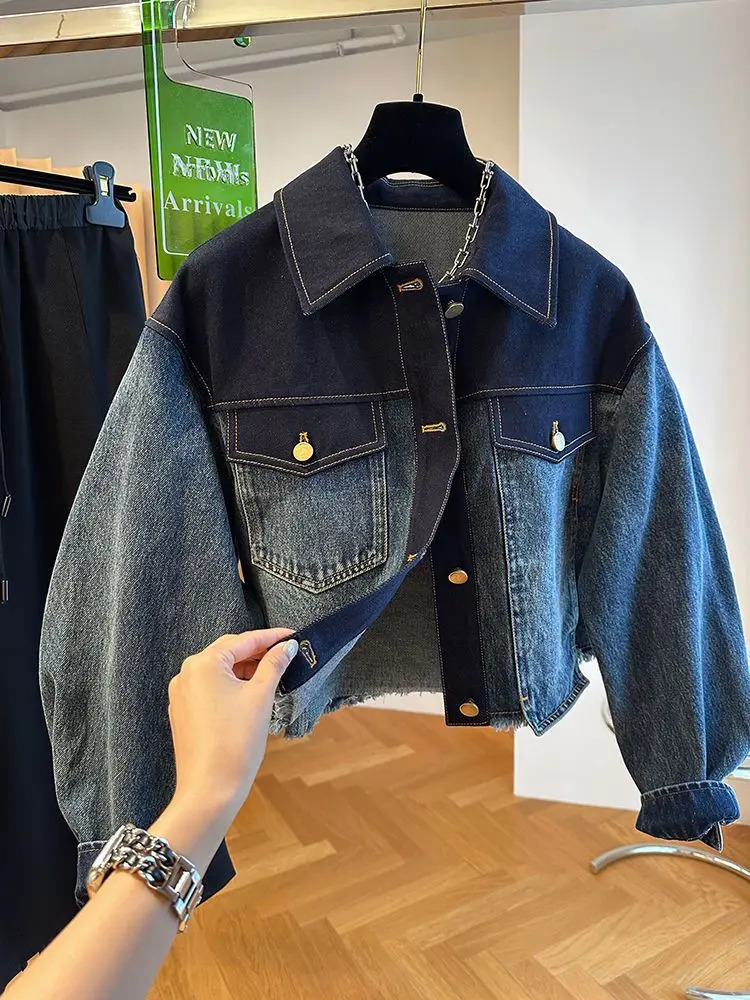 Chaquetas Para Mujer Short Denim Jacket Vintage Autumn Y2k Top Korean Jeans Womens Fashion Street Clothing 241211