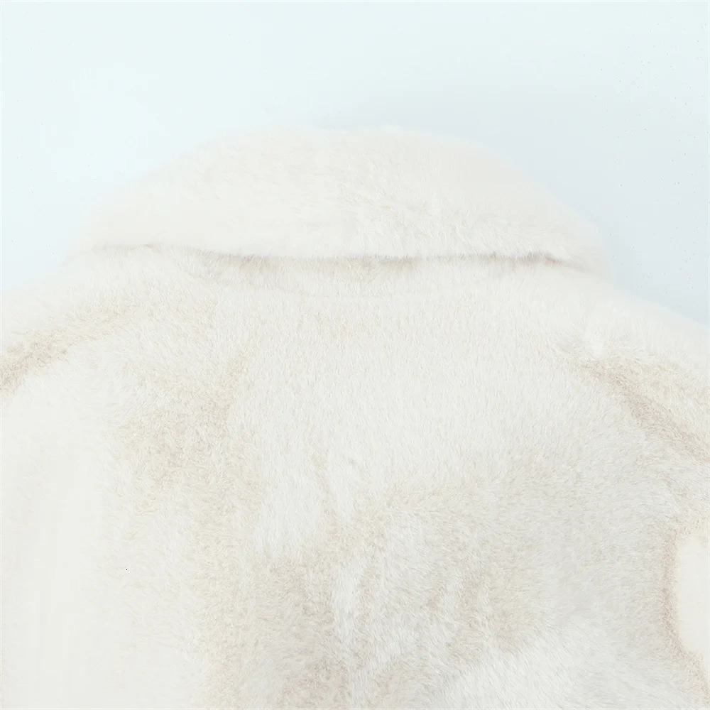 UNIZERA with belt lapel solid color medium to long plush coat autumn and winter warm for women 241211