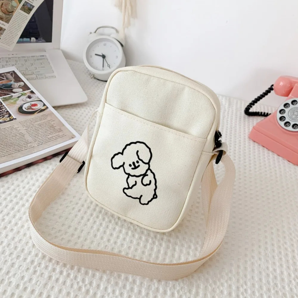 Cute Printed Cute Handbag Canvas Solid Color Shoulder Bag Adjustable Shoulder Strap Cross Bag 241213