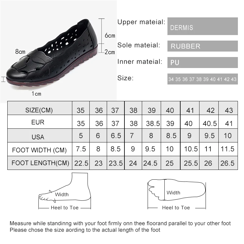 AIYUQI Women Shoes Hollow Spring Genuine Leather Hole Women's Shoes Casual Flat Large Size Mom Shoes Women