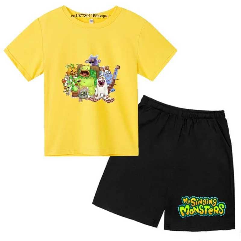 Clothing Sets My Singing Monsters Kids Summer Casual 2pcs T-shirts+Pants Suits 3-14 Years Boys Girls Cute Outfits Children Gift Clothes Sets H241214