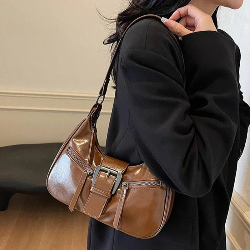 Y2K Small Retro Womens Underwear Cross Bag Retro Belt PU Leather Shoulder Bag Womens Fashion Handbag 241213