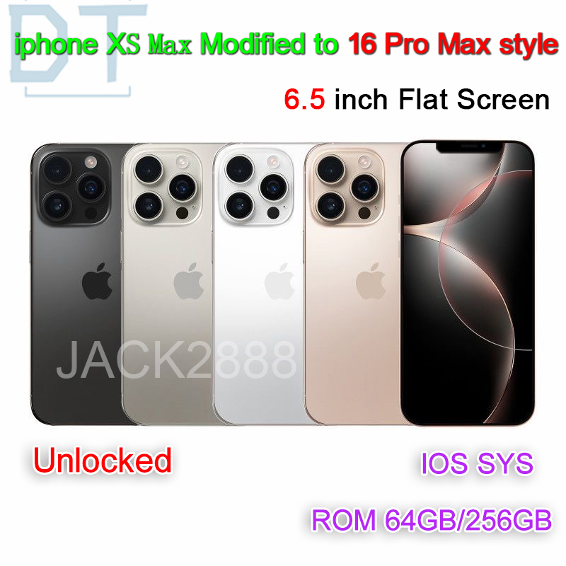 iPhone Original Unlocked iphone Xs Max Covert to iphone 16 Pro Max Cellphone with 16 PM Camera appearance 4GB RAM 64GB 256GB ROM Mobilephone,Refurbished phones