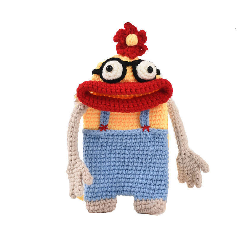 Ins iuencer handmade DIY knitted mobile phone small women's style funny cute sausage mouth soft girl crossbody bag 2024 temperament versatile new