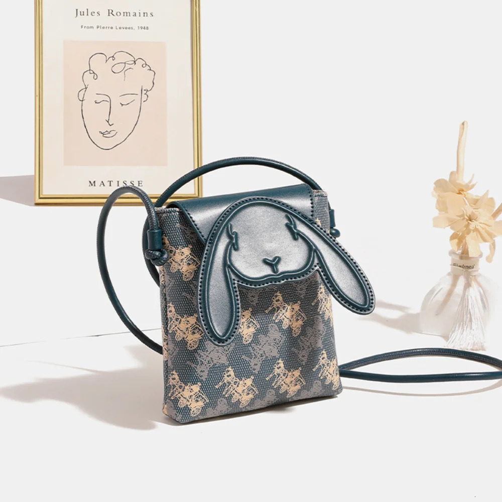 Mini leather printed ten font womens bag 2025 fashion mobile phone bag womens casual shoulder bag 241213