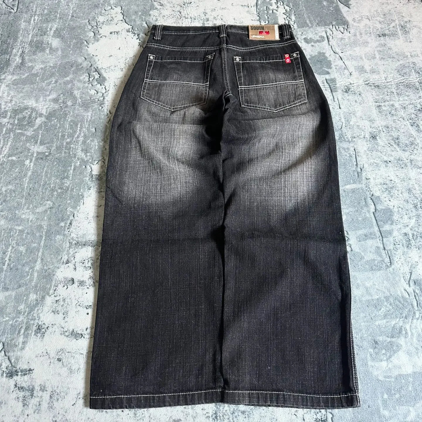Y2K Southpole Streetwear Fashion Multipocket Washed Baggy Jeans Men Women Hiphop Casual Gothic High Waist Wide Trouser 241214