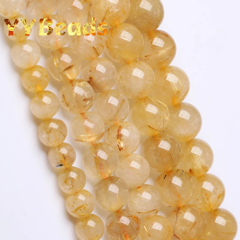 5A highquality natural gold ruby crystal round loose cushion beads for jewelry making DIY bracelets 4 6 8 10 12mm 241212