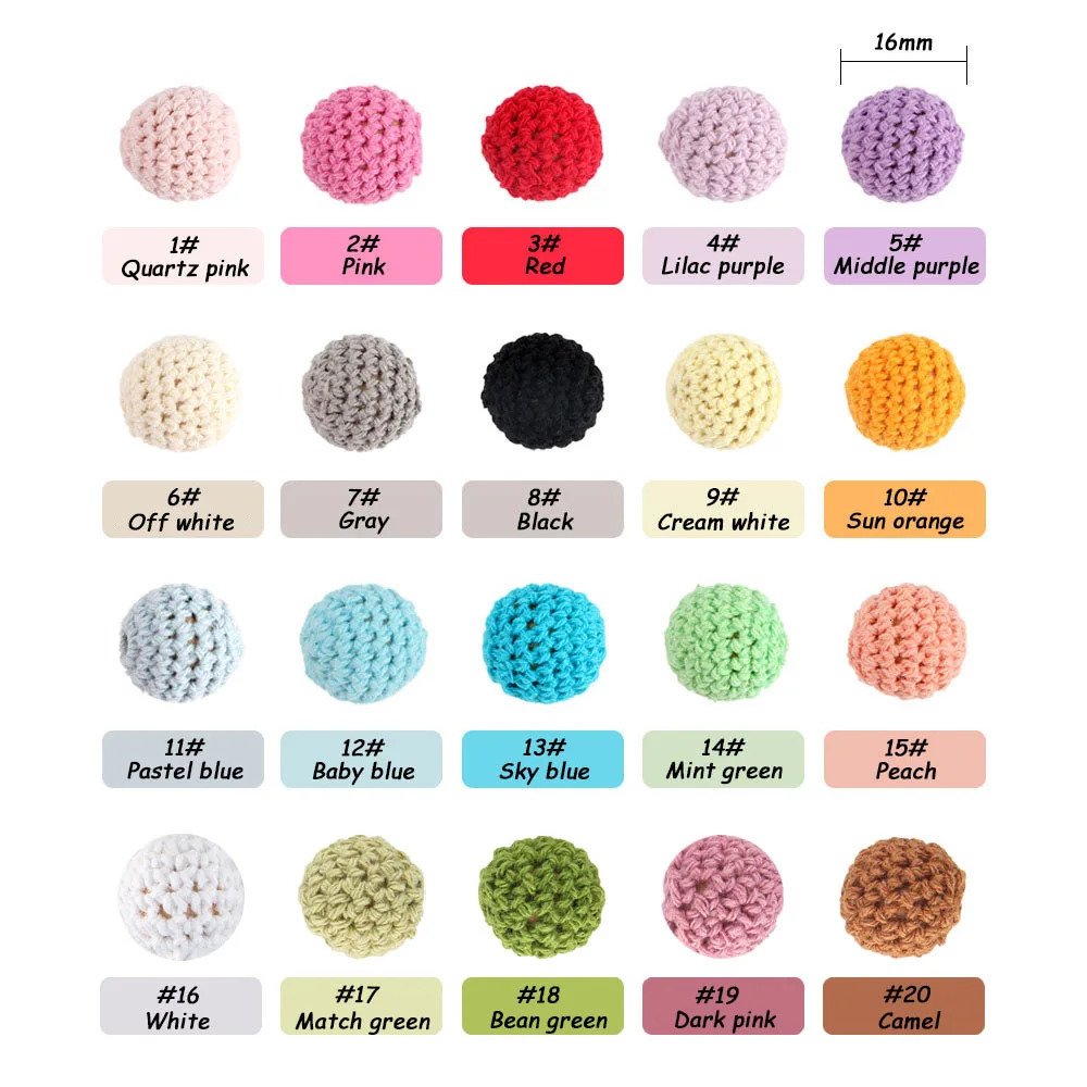 Kovict 1020 pcsbatch crochet round wooden beads mixed handmade 1620mm chewable DIY care jewelry organic bracelet 241212