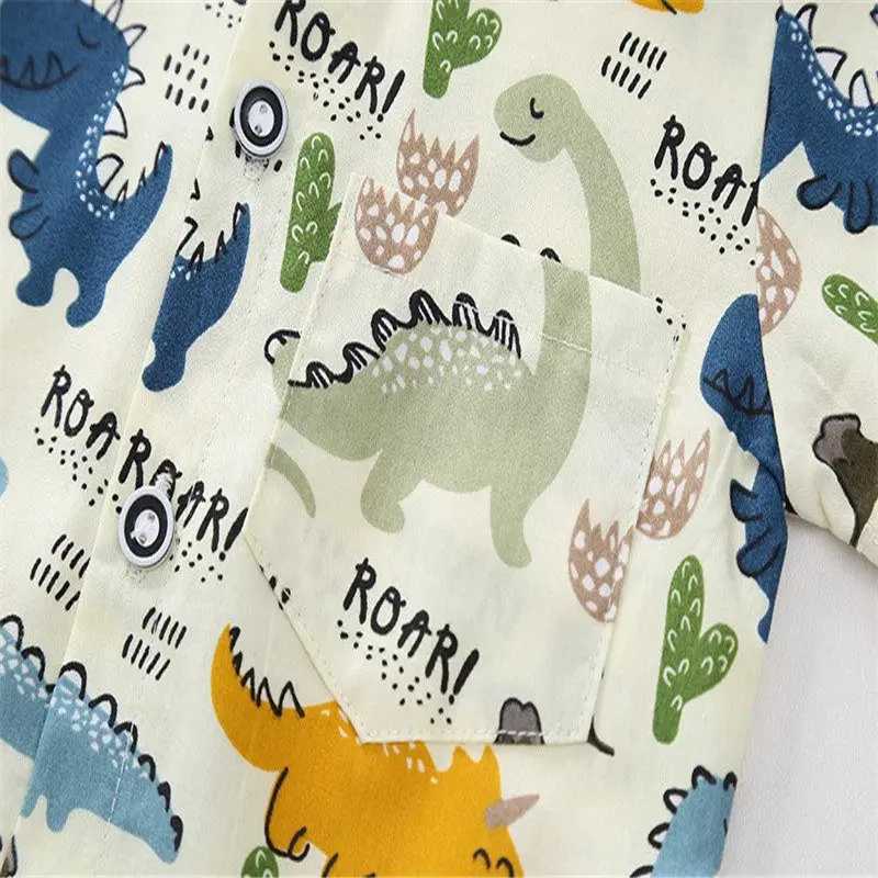 Clothing Sets Children Clothes Spring Cartoon Baby Boy Short Sleeve Printe Dinosaur Causal Shirts Jeans 2Pcs/set Kid Fashion Toddler Tracksuit H241214