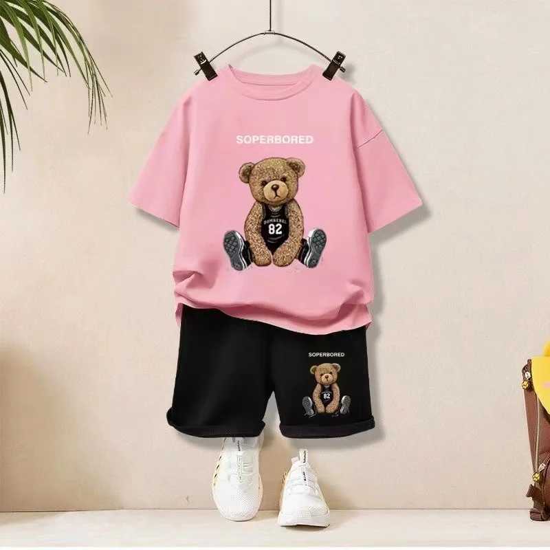 Clothing Sets Summer Baby Boy Clothes Set Cartoon Number Bear Printed T-Shirts And Shorts 2 Pieces Suit Kid Casual Top Bottom Outfits Suiti H241214
