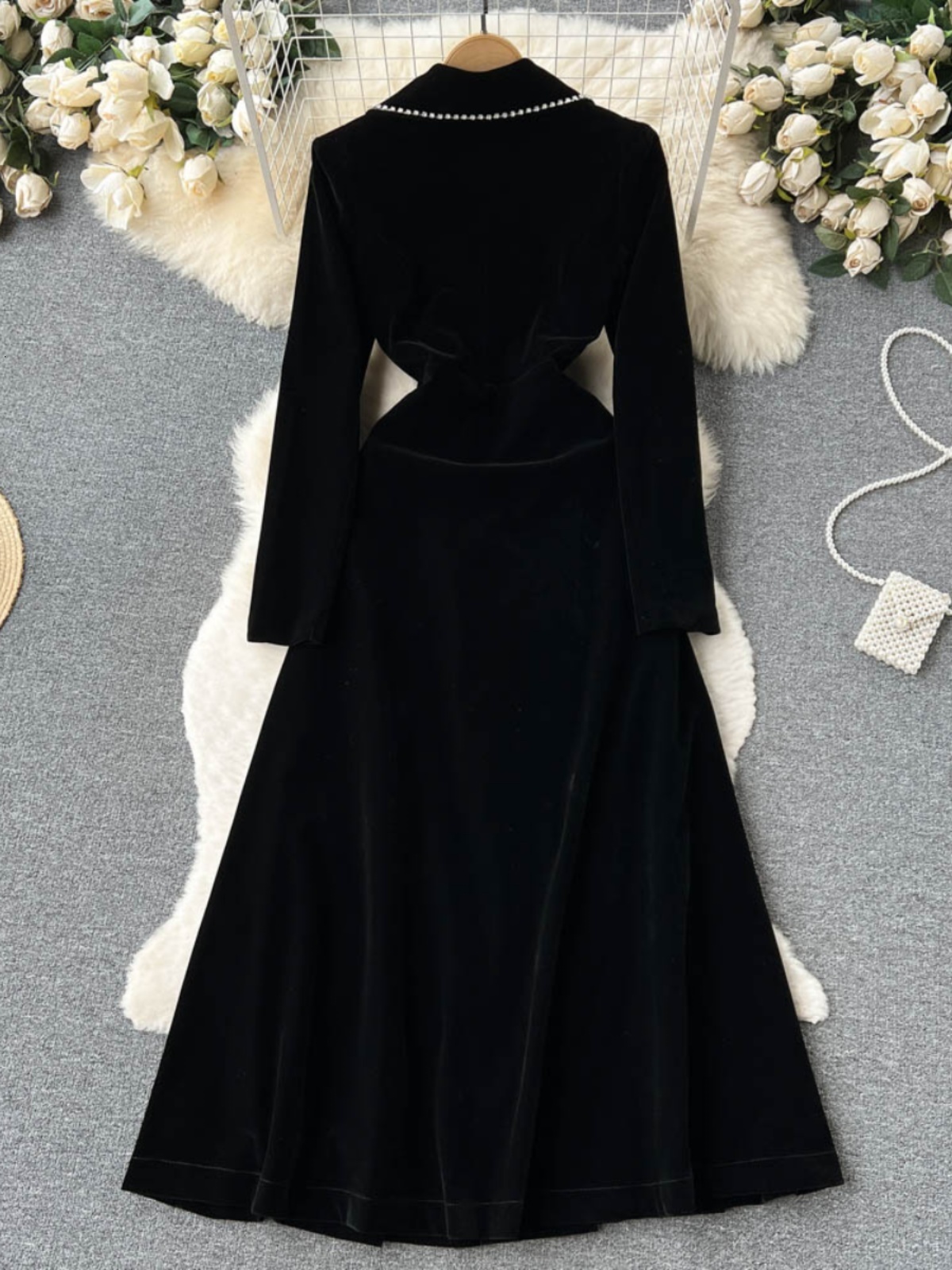 Autumn Winter Thicken Black Veet Trenches Coats Women Long Windbreakers Overcoats