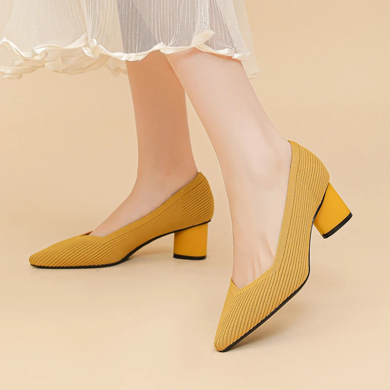 Womens high heels knitted breathable anti slip rubber sole 2024 version 6cm high 241213