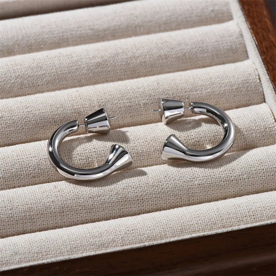 Vintage Fashion Metal Ring Earrings for Women Niche Trend Light High-end Top Banquet Accessories Jewelry Gifts 241214