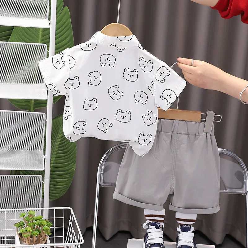 Clothing Sets Cotton Clothes Baby Boy Summer Children Print Small Bear Shirts Shorts 2Pcs/Set Infant Kids Fashion Toddler Tracksuits Outwear H241214