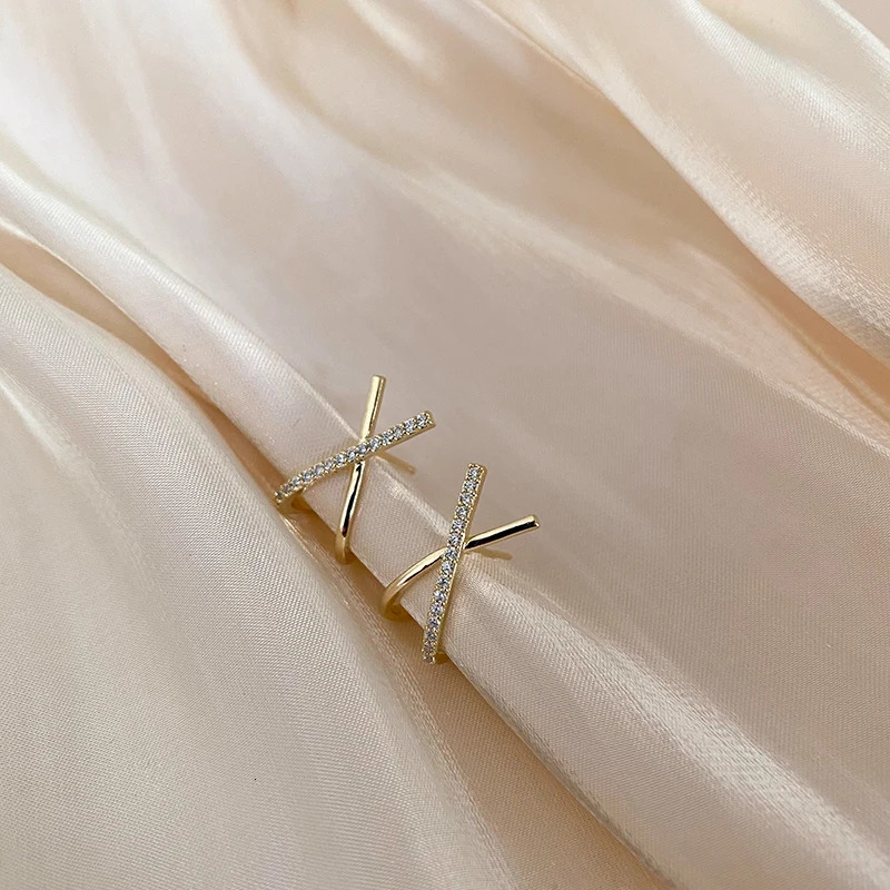 Anziw Trendy Cross X Stud Earrings S925 Silver for Women Piercing Ear Earring Fashion Fine Jewelry Gift Valentines 241214