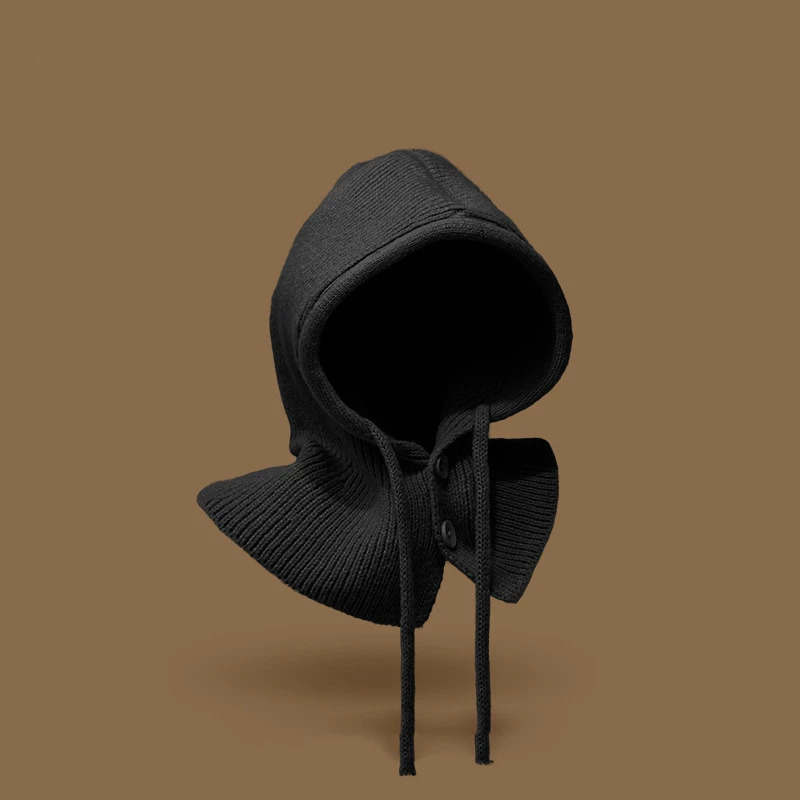 Y2K Girl n Knitted Balaclava Fashion Collar Shawl Hoodie Thick Warm Bean Winter Womens Hat 241211