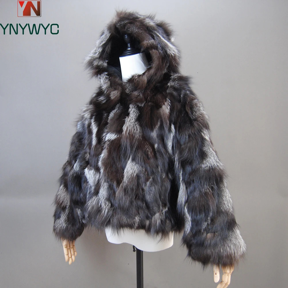 Winter Women Genuine Hooded Fox Fur Coats Ladies Slim Short Real Natural Jackets Style 100% Coat 241211