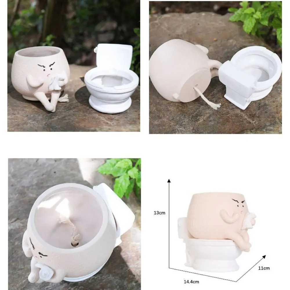 Gift Resin Toilet Succulent Pots Cute Funny Spoof Planter Pot Creative Flower Head PlantersXJ241214