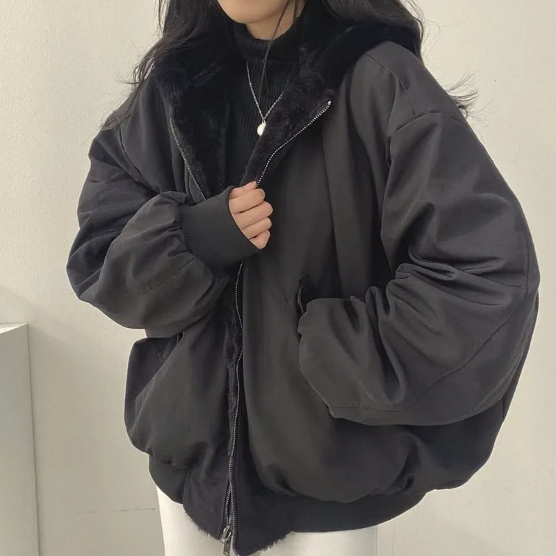 Jacket Plush Thick Women Coats Double-sided Lamb Wool Cotton Overcoat Plus Size Korean Solid Loose Female Clothing Autumn Winter 241214