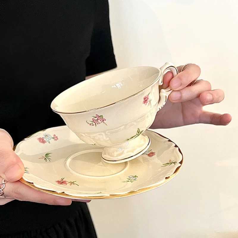 French retro coffee set sauce ceramic baking afternoon tea cup coffee cup sauce 200ml g tray coffee party g Y241214