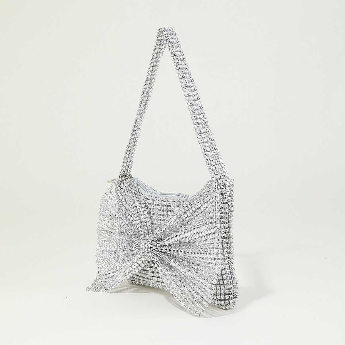 Clutch Bag New Shiny and Sparkling Water Diamonds with Diamonds and Bow Knot Decoration for a Small Design Mini Handheld Party Banquet Bag 240920