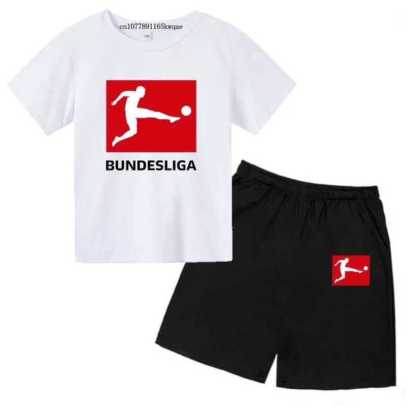Clothing Sets Kids BUNDESLIGA Print Summer Sweat-wicking T-shirts+Pants 2pcs Sporty Suits 2-13 Years Boys Girls Leisure Outfits Children Sets H241214