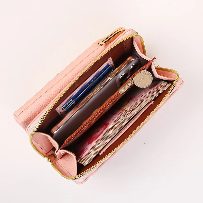 Womens long embroidered phone bag womens shoulder strap handbag cross body bag womens wallet coin wallet card holder 241213