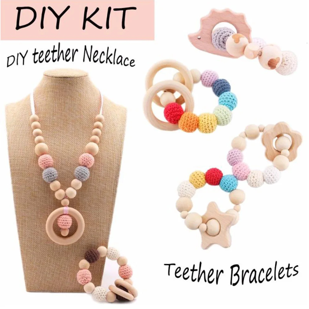 Kovict 1020 pcsbatch crochet round wooden beads mixed handmade 1620mm chewable DIY care jewelry organic bracelet 241212