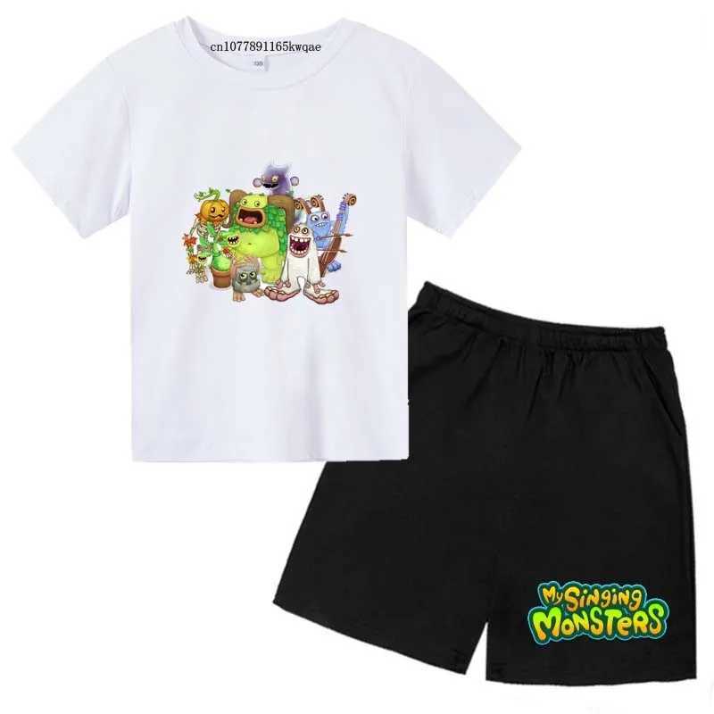 Clothing Sets My Singing Monsters Kids Summer Casual 2pcs T-shirts+Pants Suits 3-14 Years Boys Girls Cute Outfits Children Gift Clothes Sets H241214