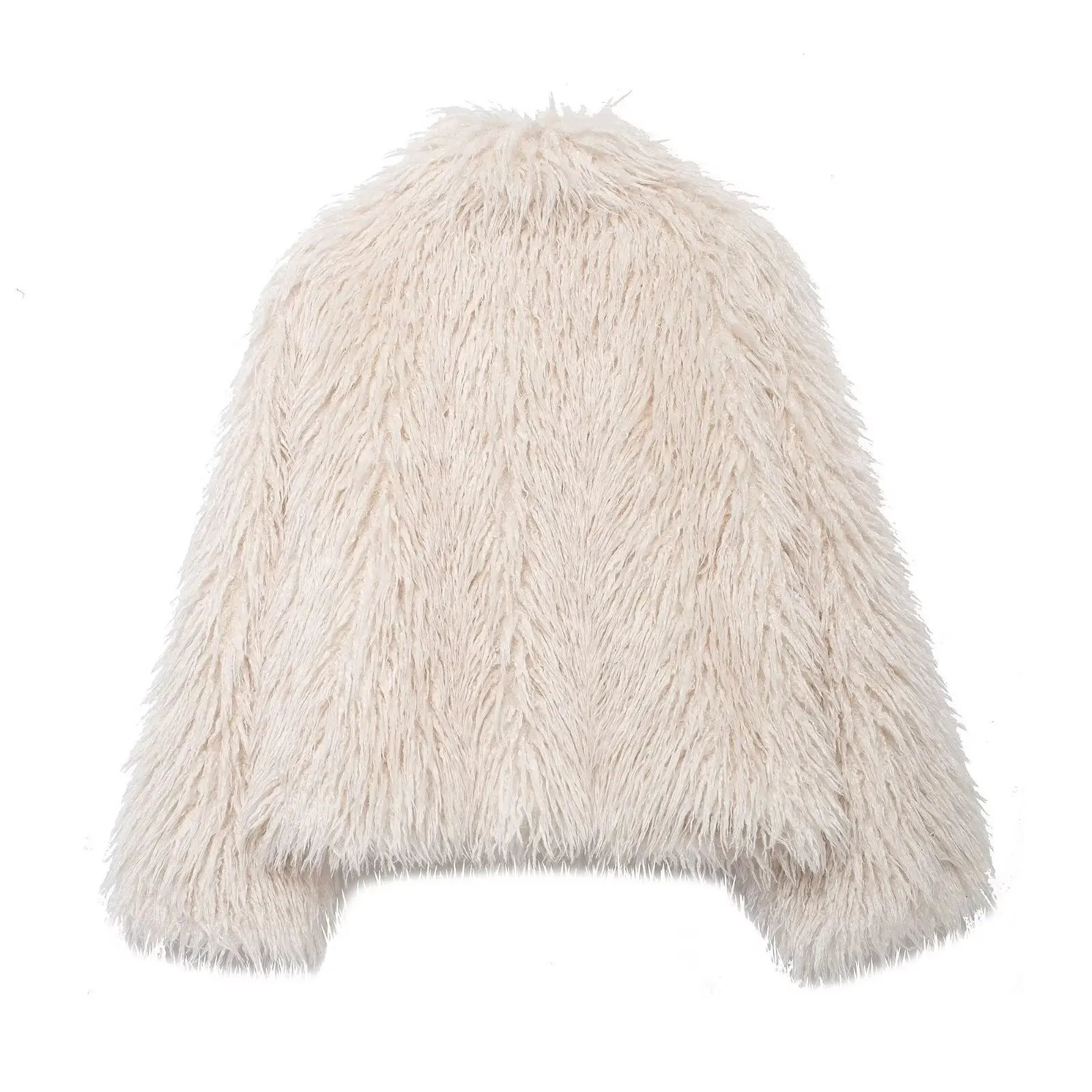 autumn womens clothing style fashionable simple and versatile fur effect long sleeved jacket 241211